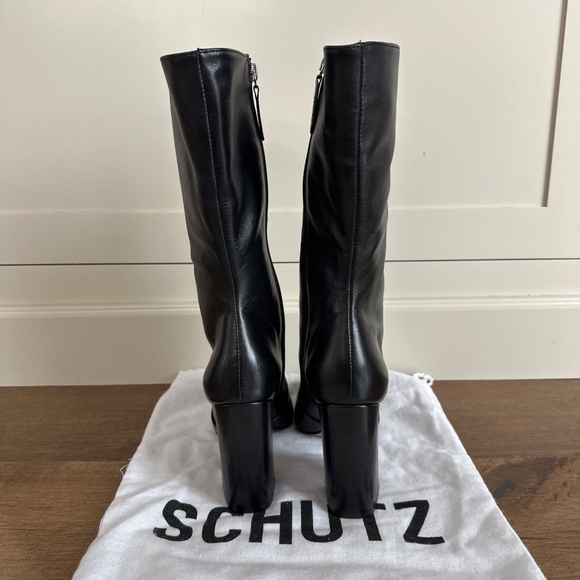 Schutz Camille Bootie Heeled Calf Boot Anthropologie Black Women's Size 8 NEW - Picture 5 of 10
